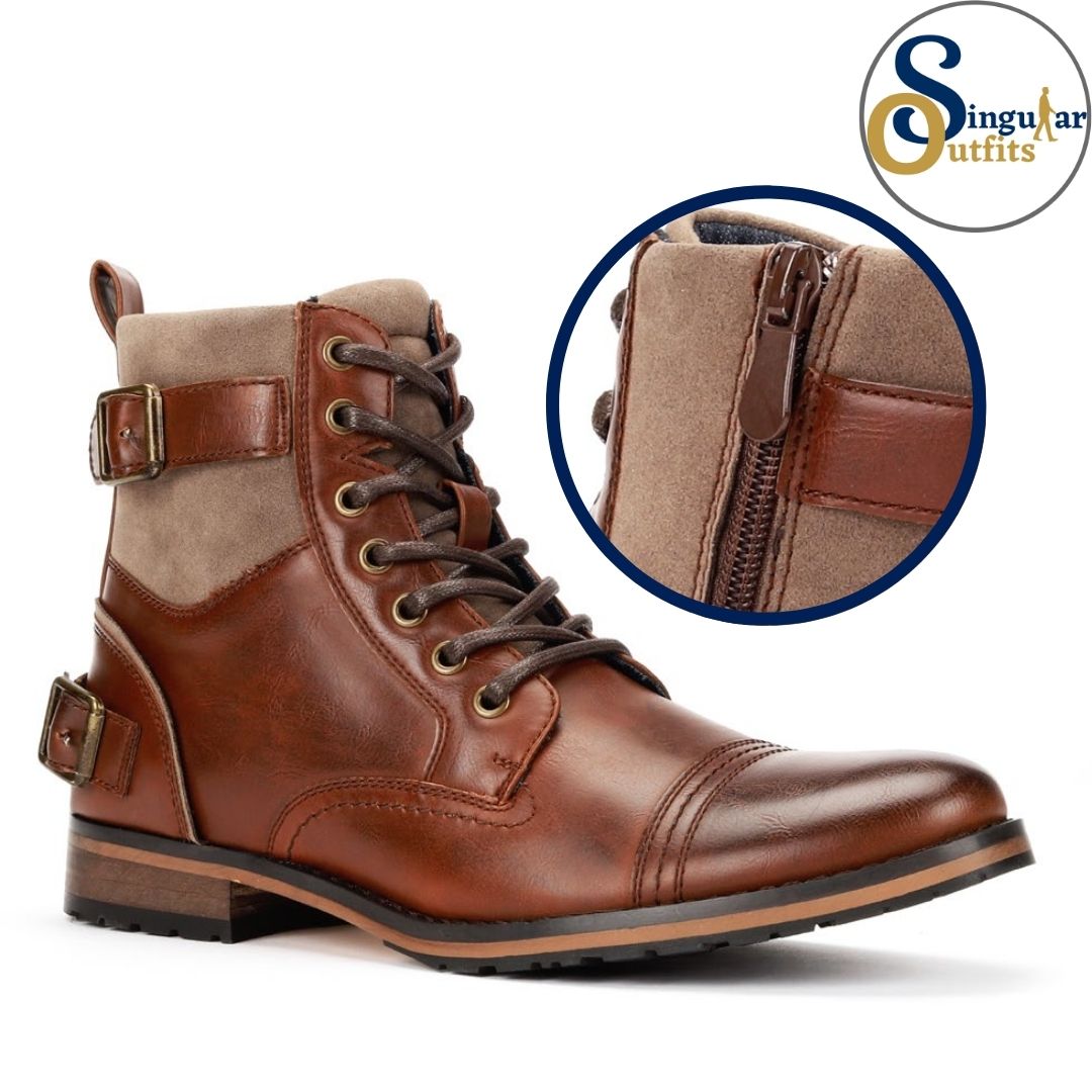 Lace-Up Combat Boots SO-B2051 Brown Botas Casuales Singular Outfits