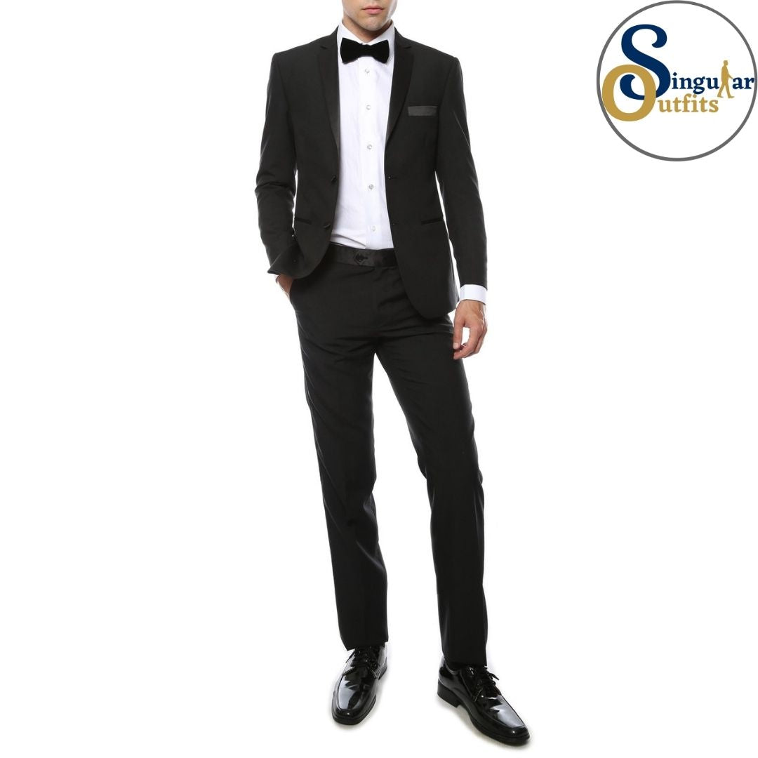 MMTUX Slim Fit 3 Piece Tuxedo Black Notch Lapel Singular Outfits Esmoquin Solapa Muesca Front Open