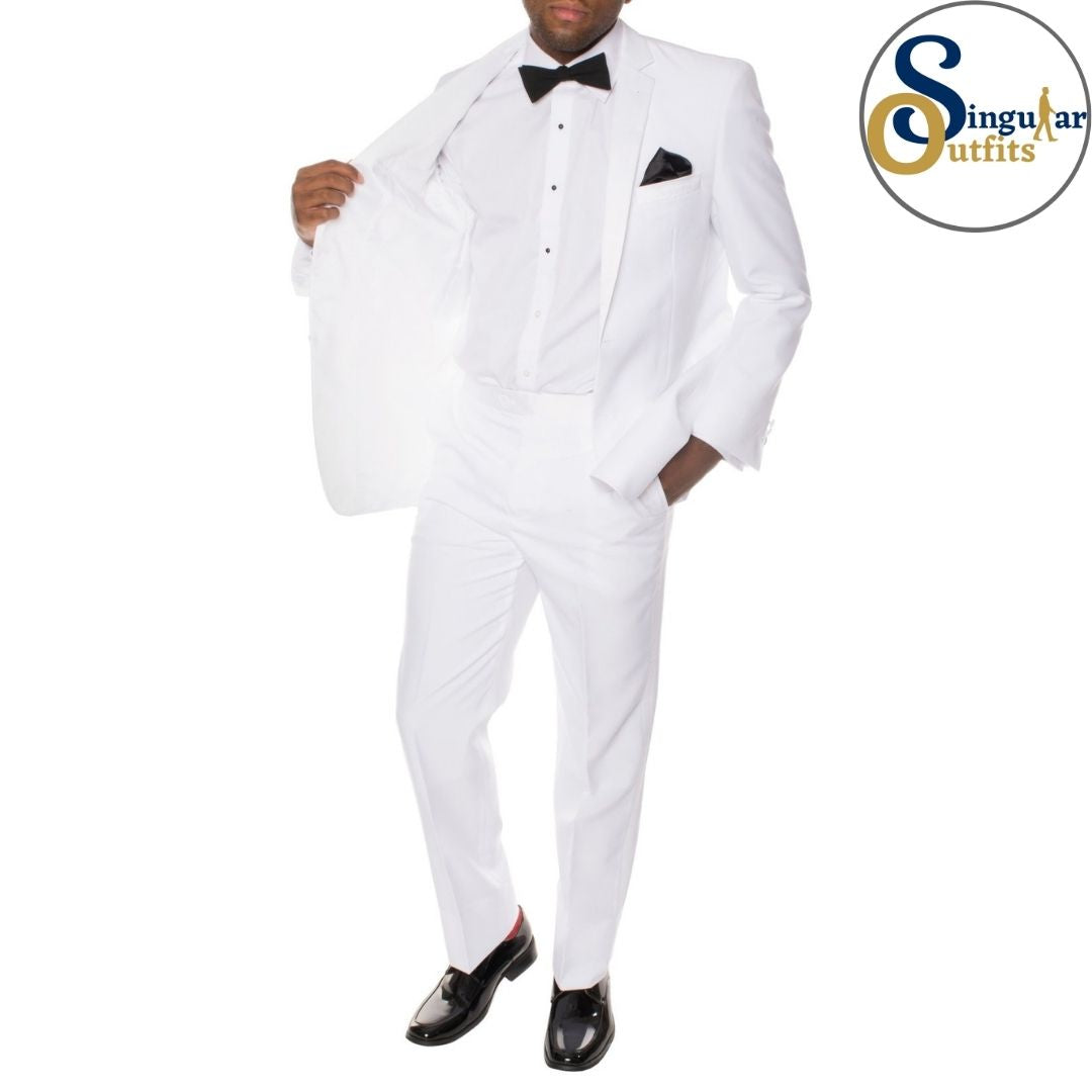 MMTUX Slim Fit 3 Piece Tuxedo White Notch Lapel Singular Outfits Esmoquin Solapa Muesca Front Open