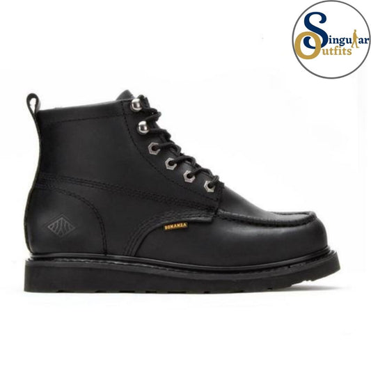Moc Toe Wedge Work Boots SO-BA630 Black Singular Outfits Botas de Trabajo Negro