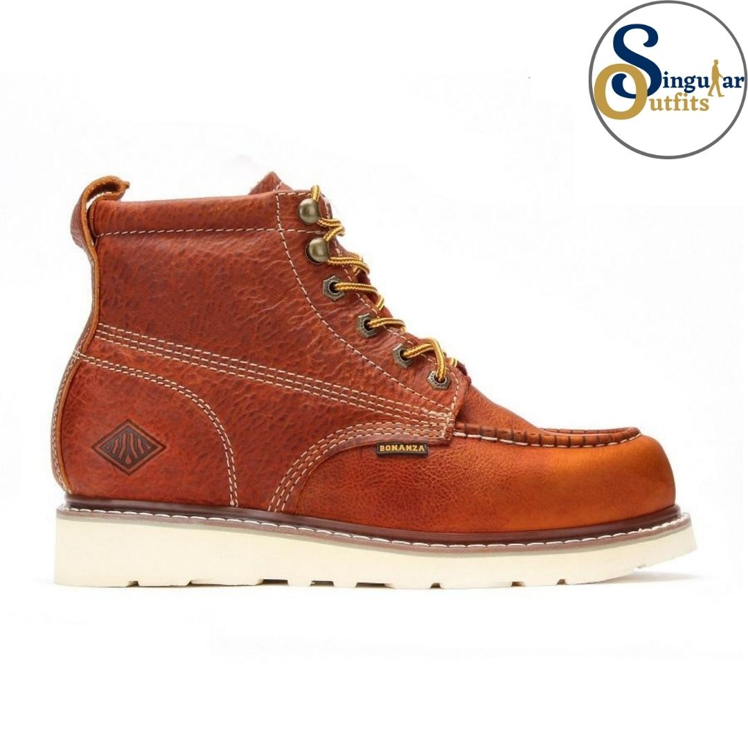 Moc Toe Wedge Work Boots SO-BA630 Golden Brown Singular Outfits Botas de Trabajo Cafe Dorado