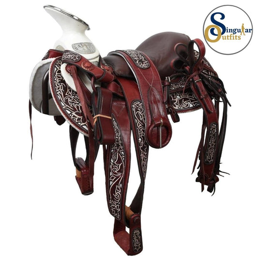 Montura charra Mexicana Roja cola de pato SO-WD1063 Mexican Charro Horse Saddle