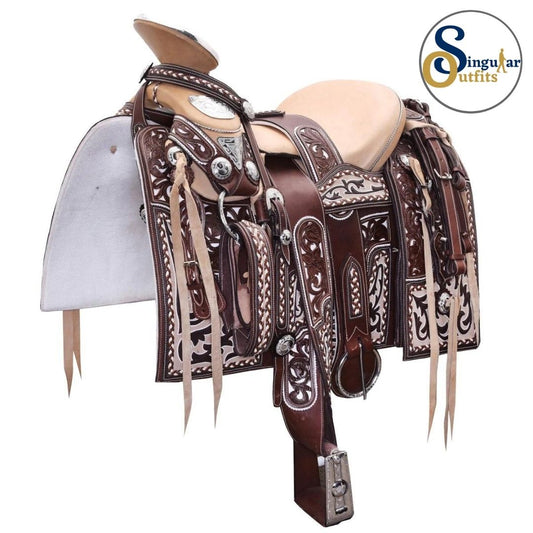 Montura charra Mexicana cafe cantina cuadrada SO-WD1056 Mexican Charro Horse Saddle