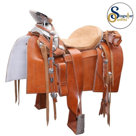 Montura charra Mexicana cantina cuadrada miel SO-WD1060 Mexican Charro Horse Saddle