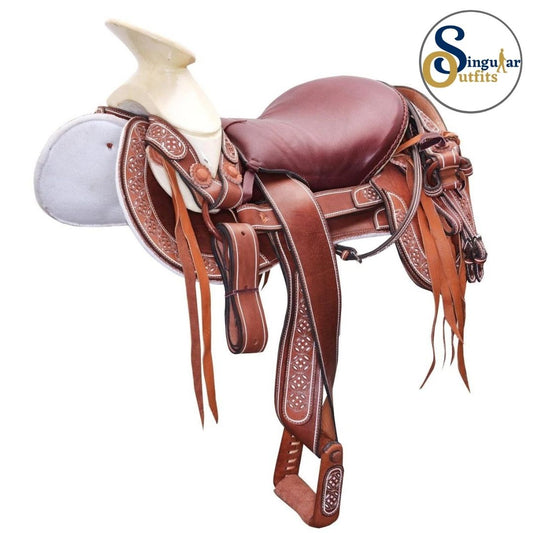 Montura charra Mexicana cola de pato Brown SO-WD1076 Mexican Charro Horse Saddle