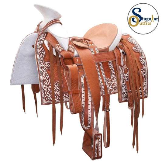 Montura charra Mexicana miel cantina cuadrada SO-WD1058 Mexican Charro Horse Saddle