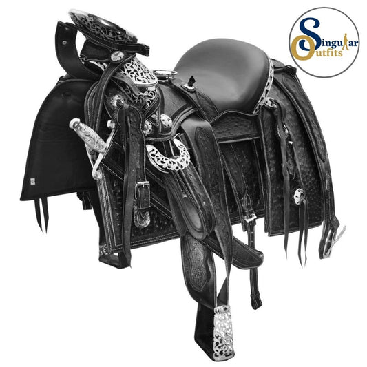 Montura charra Mexicana negra cantina cuadrada SO-WD1054 Mexican Charro Horse Saddle