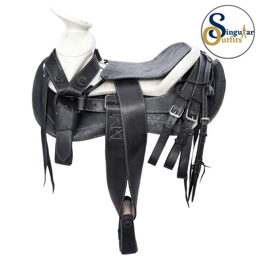 Montura charra Mexicana negra cola de pato SO-TM65113 Mexican Charro Horse Saddle