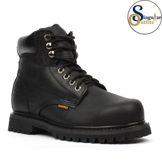 Round Toe Work Boots SO-BA610 Black Singular Outfits Botas de trabajo punta redonda negra