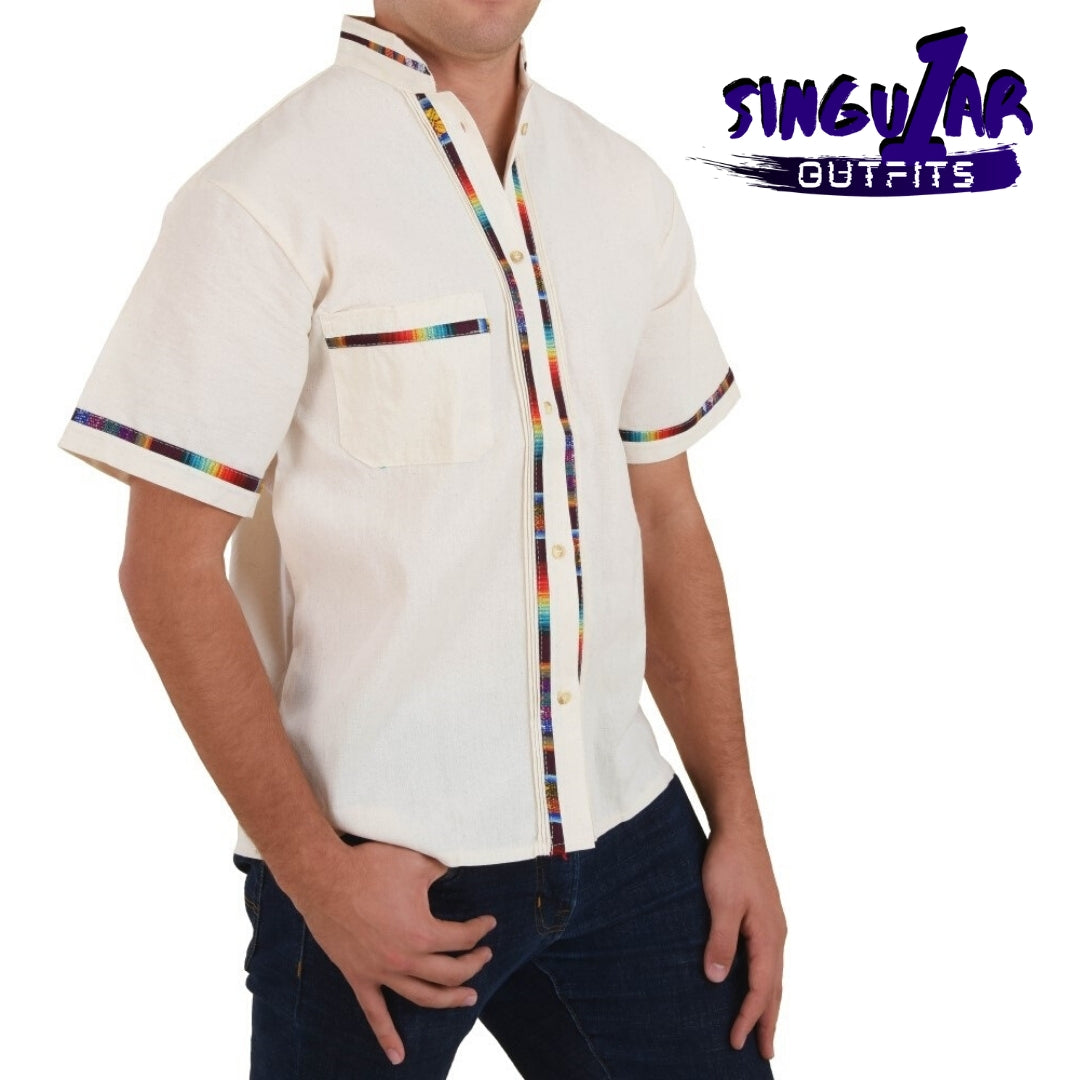 TM-78122 Camisa Bordada de hombre Traditional Mexican Embroidered Shirt for men Singular Outfits