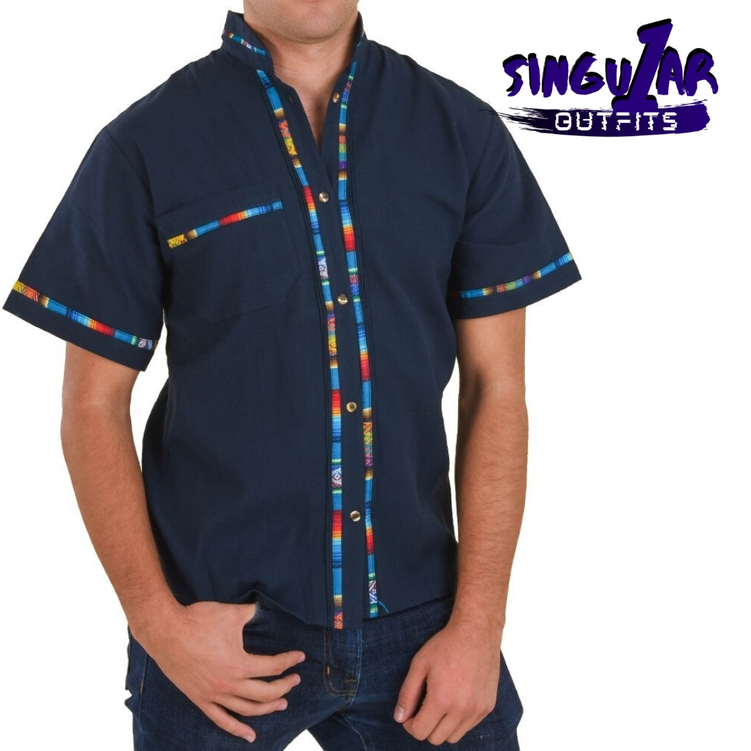 TM-78123 Camisa Bordada de hombre Traditional Mexican Embroidered Shirt for men Singular Outfits
