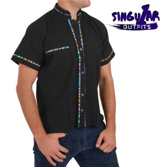 TM-78124 Camisa Bordada de hombre Traditional Mexican Embroidered Shirt for men Singular Outfits