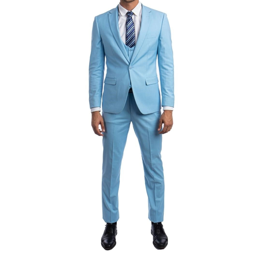 Traje Formal de Tres Piezas Corte Ajustado de hombre solapa de pico SO-M255US08 Three Piece Formal Suit Slim Fit