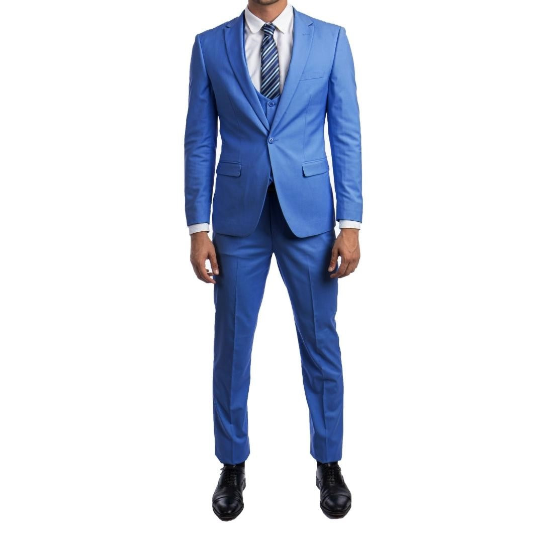 Traje Formal de Tres Piezas Corte Ajustado de hombre solapa de pico SO-M255US09 Three Piece Formal Suit Slim Fit