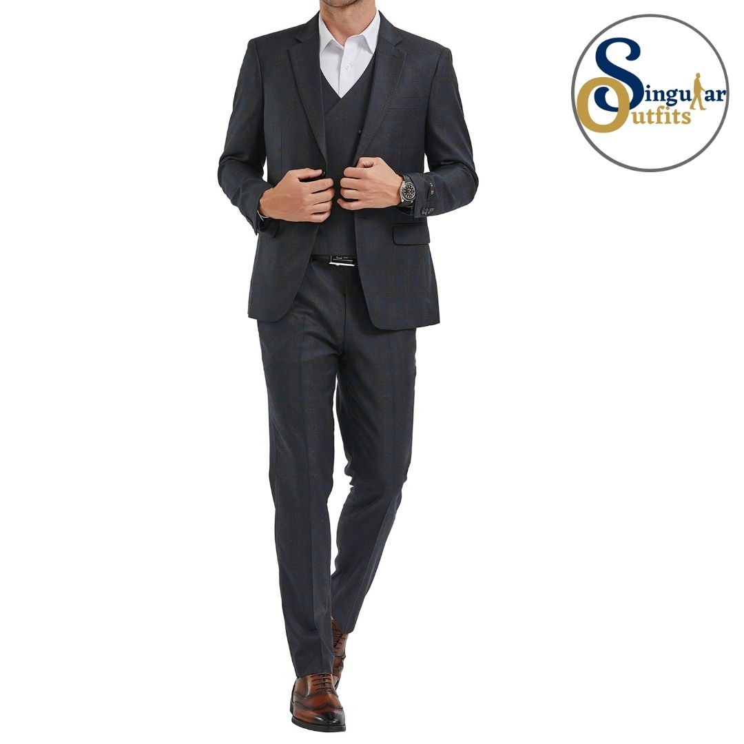 Traje Formal de Tres Piezas Corte Delgado de hombre solapa de Muesca SO-M348SK01 Three Piece Formal Suit Skinny Fit for Men Notch Lapel