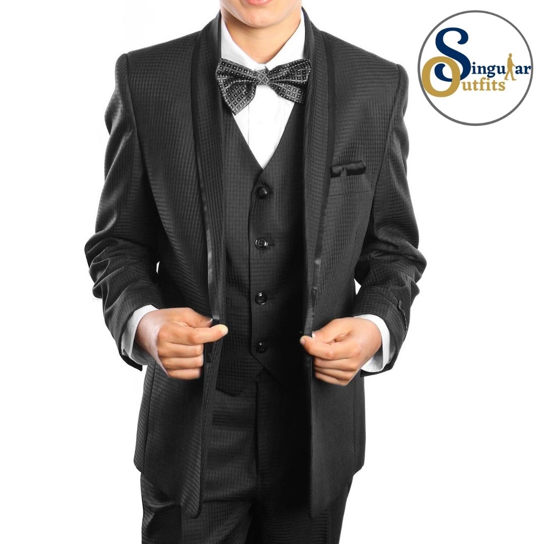 Traje Formal de Tres Piezas para niño Corte Clasico de Hombre Solapa de Chal SO-B38701 Three Piece Formal Suit  for Kids Classic Fit for Men Shawl Lapel