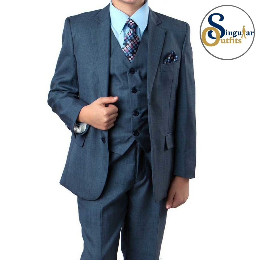 Traje Formal de Tres Piezas para niño Corte Clasico de Hombre Solapa de Muesca SO-B36101 Three Piece Formal Suit  for Kids Classic Fit for Men Notch Lapel