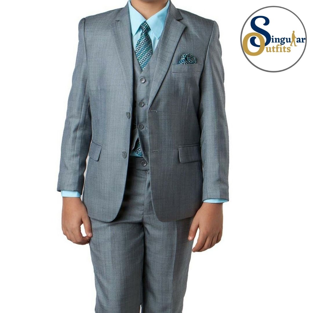 Traje Formal de Tres Piezas para niño Corte Clasico de Hombre Solapa de Muesca SO-B36102 Three Piece Formal Suit  for Kids Classic Fit for Men Notch Lapel