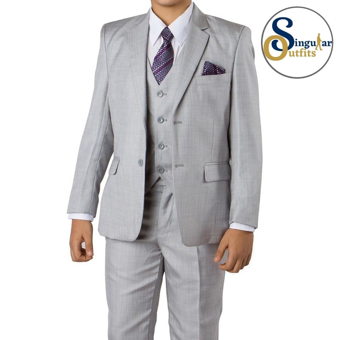 Traje Formal de Tres Piezas para niño Corte Clasico de Hombre Solapa de Muesca SO-B36103 Three Piece Formal Suit  for Kids Classic Fit for Men Notch Lapel
