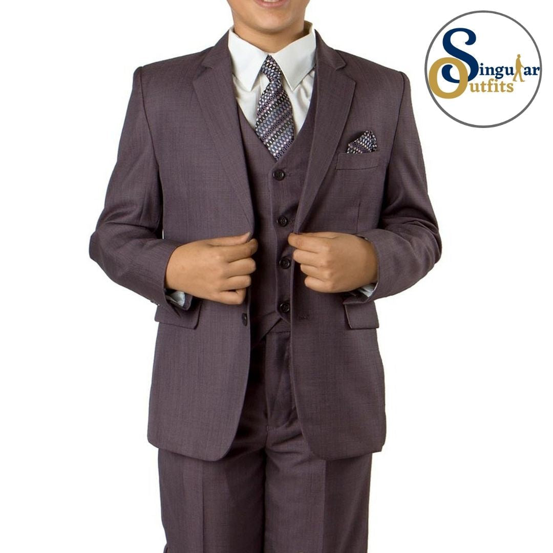 Traje Formal de Tres Piezas para niño Corte Clasico de Hombre Solapa de Muesca SO-B36104 Three Piece Formal Suit  for Kids Classic Fit for Men Notch Lapel