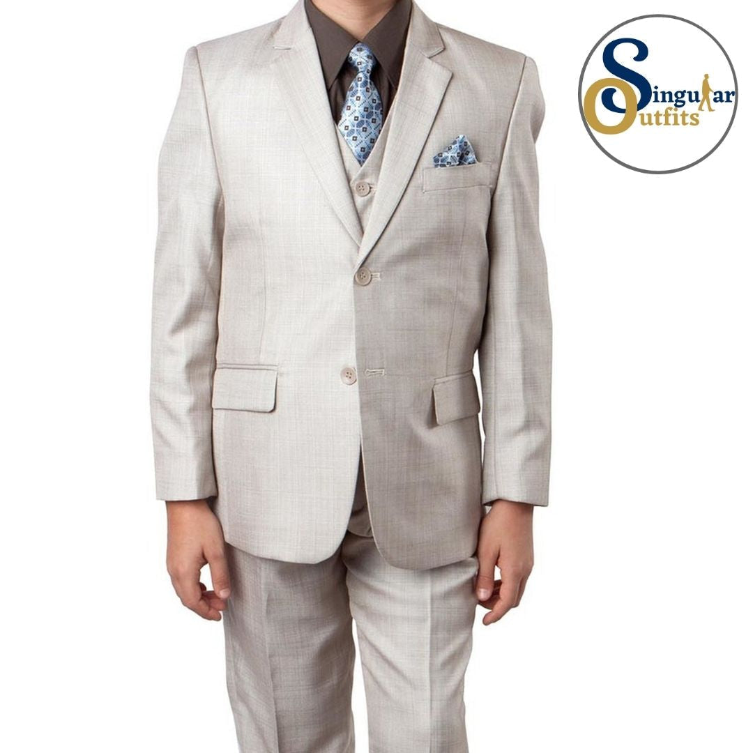 Traje Formal de Tres Piezas para niño Corte Clasico de Hombre Solapa de Muesca SO-B36105 Three Piece Formal Suit  for Kids Classic Fit for Men Notch Lapel