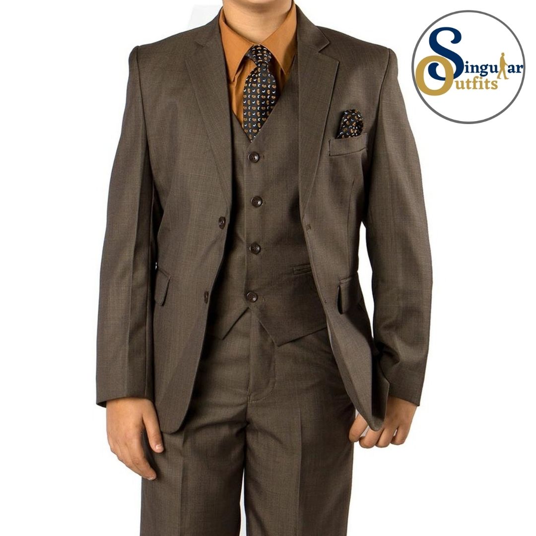 Traje Formal de Tres Piezas para niño Corte Clasico de Hombre Solapa de Muesca SO-B36106 Three Piece Formal Suit  for Kids Classic Fit for Men Notch Lapel