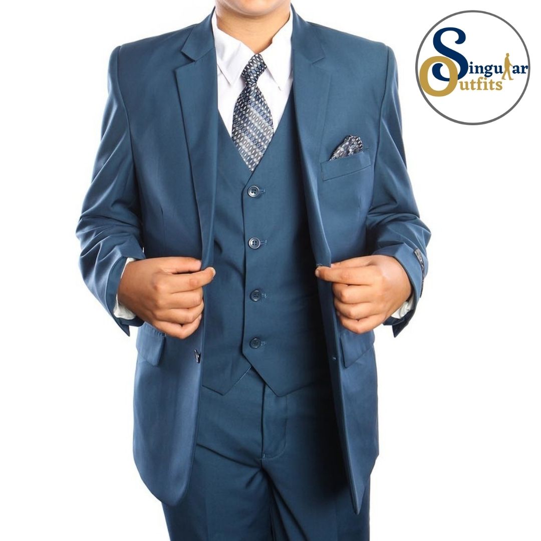 Traje Formal de Tres Piezas para niño Corte Clasico de Hombre Solapa de Muesca SO-B36305 Three Piece Formal Suit  for Kids Classic Fit for Men Notch Lapel