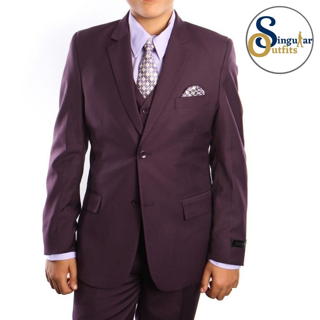 Traje Formal de Tres Piezas para niño Corte Clasico de Hombre Solapa de Muesca SO-B36306 Three Piece Formal Suit  for Kids Classic Fit for Men Notch Lapel