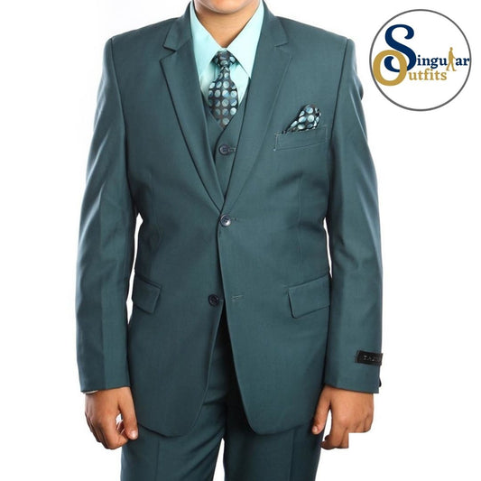 Traje Formal de Tres Piezas para niño Corte Clasico de Hombre Solapa de Muesca SO-B36307 Three Piece Formal Suit  for Kids Classic Fit for Men Notch Lapel