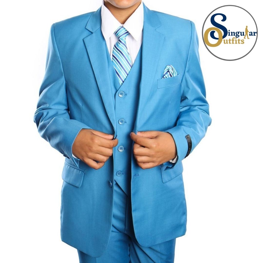Traje Formal de Tres Piezas para niño Corte Clasico de Hombre Solapa de Muesca SO-B36308 Three Piece Formal Suit  for Kids Classic Fit for Men Notch Lapel