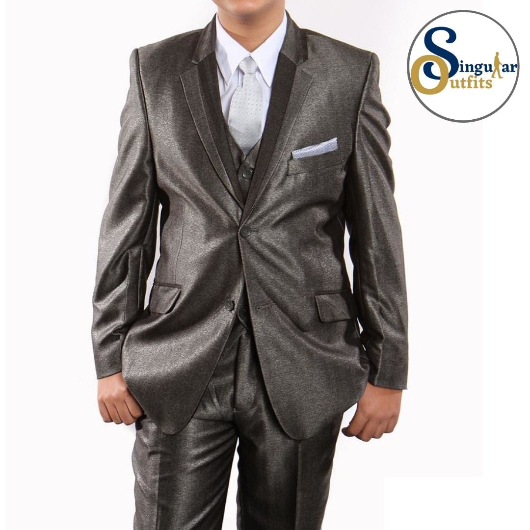 Traje Formal de Tres Piezas para niño Corte Clasico de Hombre Solapa de Muesca SO-B37805 Three Piece Formal Suit  for Kids Classic Fit for Men Notch Lapel