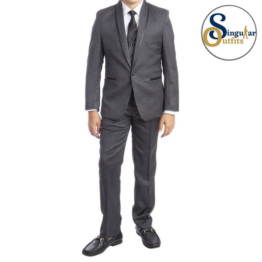 Traje Formal de Tres Piezas para niño Corte Regular Solapa de Chal SO-B39303 Three Piece Formal Suit  for Kids Regular Fit for Men Shawl Lapel